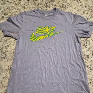 Nike Shirt Mens M Gray Green Yellow Swoosh Logo Tee The Nike Tee Cotton